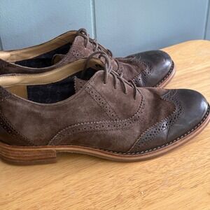 Sebago Claremont Brogue Womens 7.5 Brown Suede Leather Wingtip Oxford Twee 2010